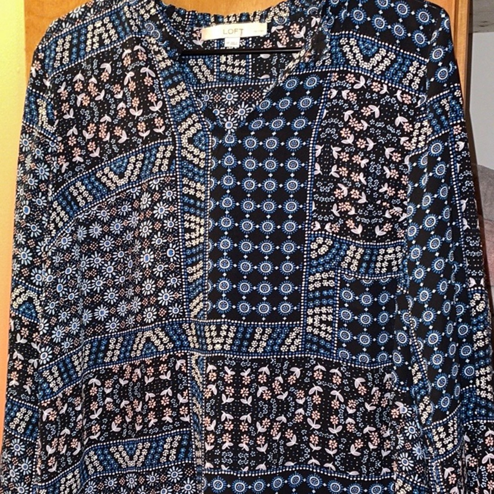 Loft Patchwork Back Peplum Blouse - image 7